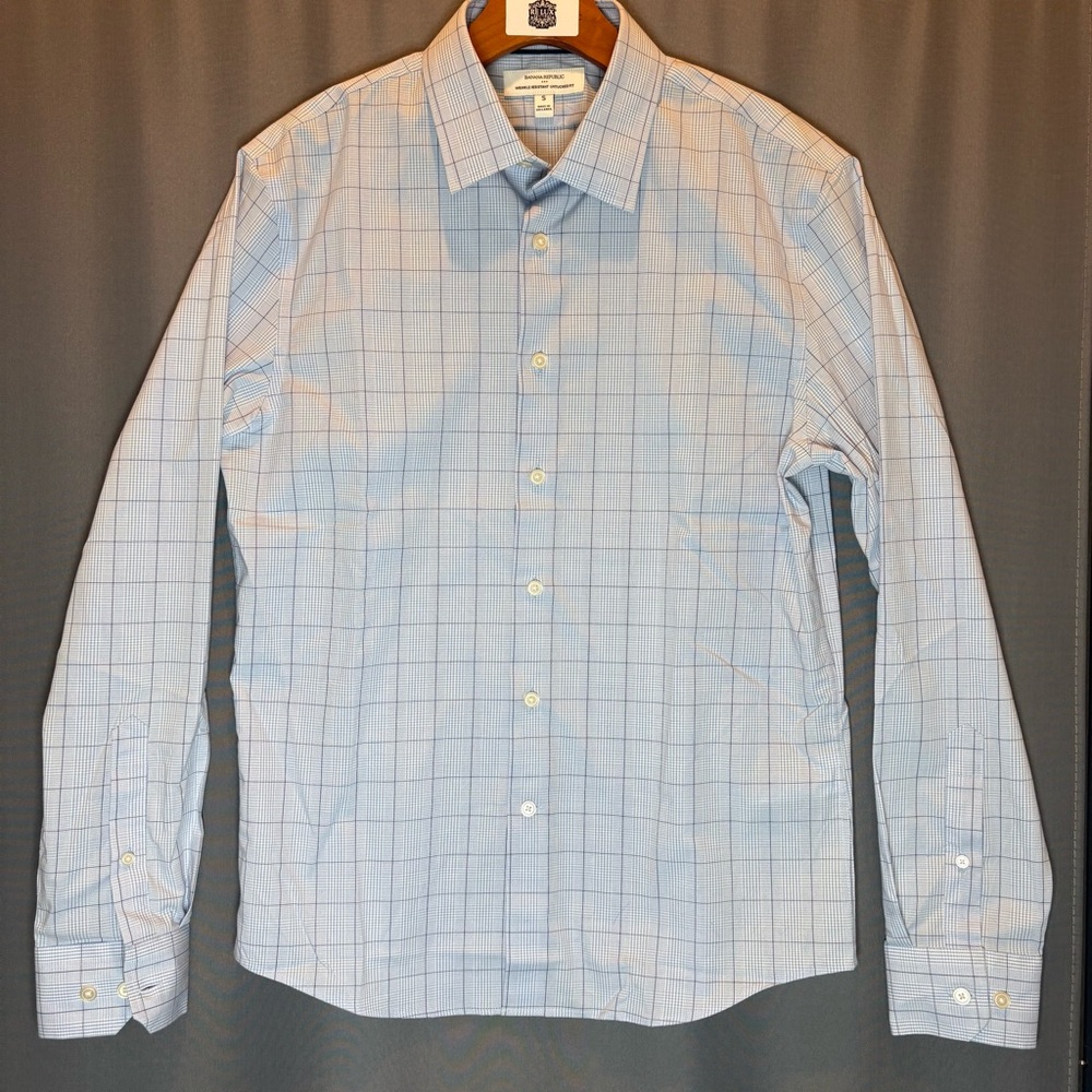 Banana Republic Light Blue Windowpane Button-Down Shirt
